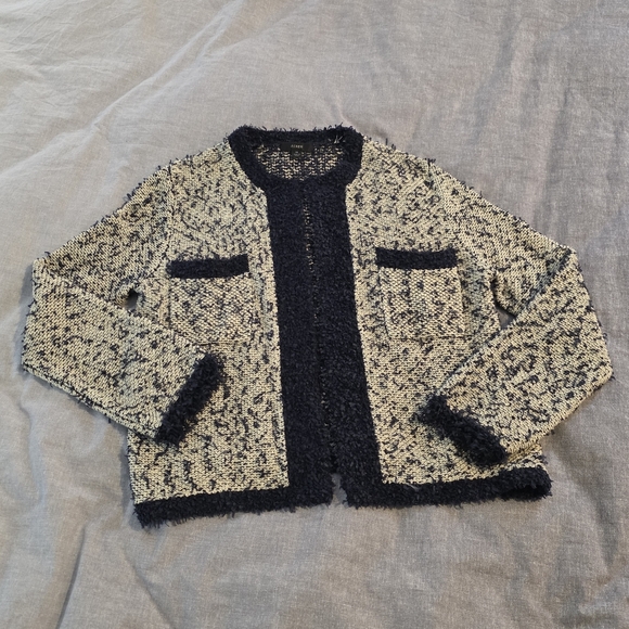 J. Crew Sweaters - J. Crew Navy and Cream Textured Cardigan